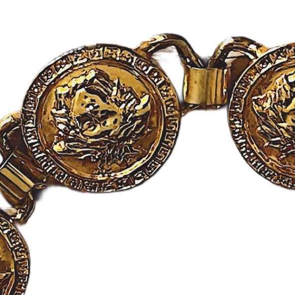 Authentic Vintage Gianni Versace Rare Gold Plated Medusa Choker & Bracelet Set - Picture 8 of 12